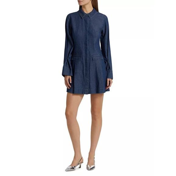 Derek Lam 10 Crosby Danielle Shirt Denim Mini Dress Jaye TR525440D160 US 2 XS - Picture 3 of 8